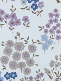 Lila blauw bloemen  behang