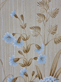 Jute-look bloemen behang