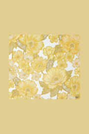 Okergeel bloemenbehang