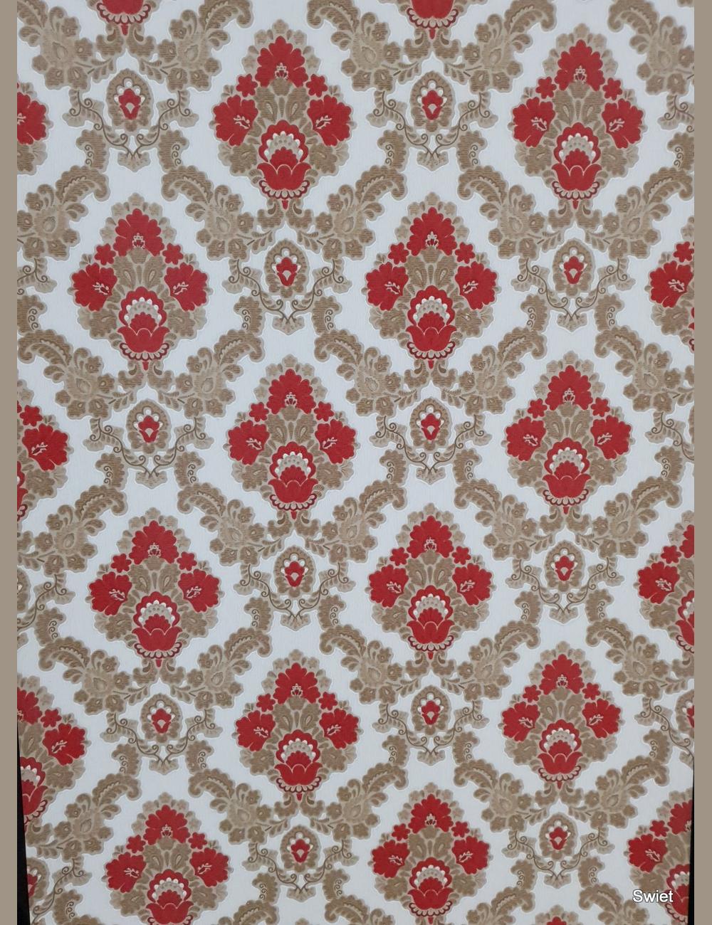 Rood beige barok dessin