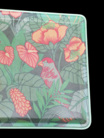 Vintage dienblad met papegaaien