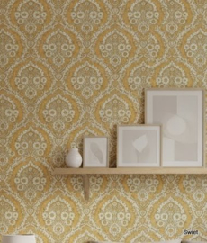 Goudgeel barok behang