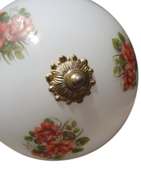 Antieke hanglamp met glas en koper