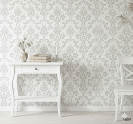 Zandgrijs barok behang