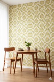 Olijfgroen barok behang