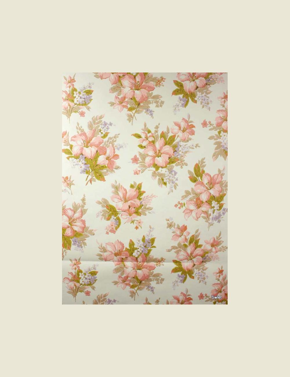 Vintage roze bloemenbehang