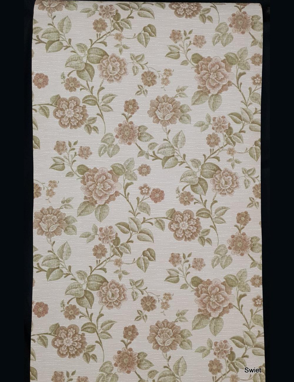 Bloemenprint in oudroze en mosgroen