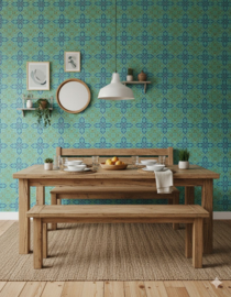 Turquoise tegelbehang