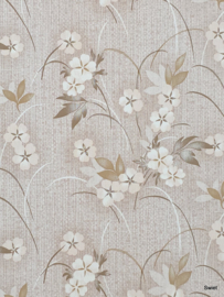 Beige bloem behang