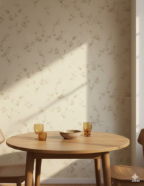 Bloemenbehang in beige