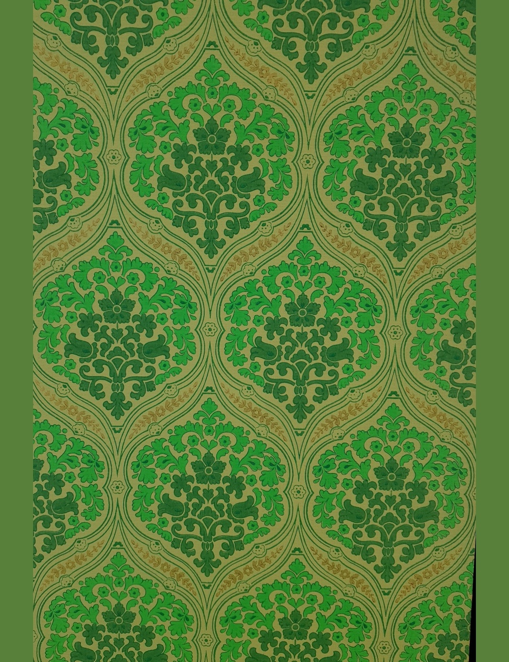 Knalgroen barok behang