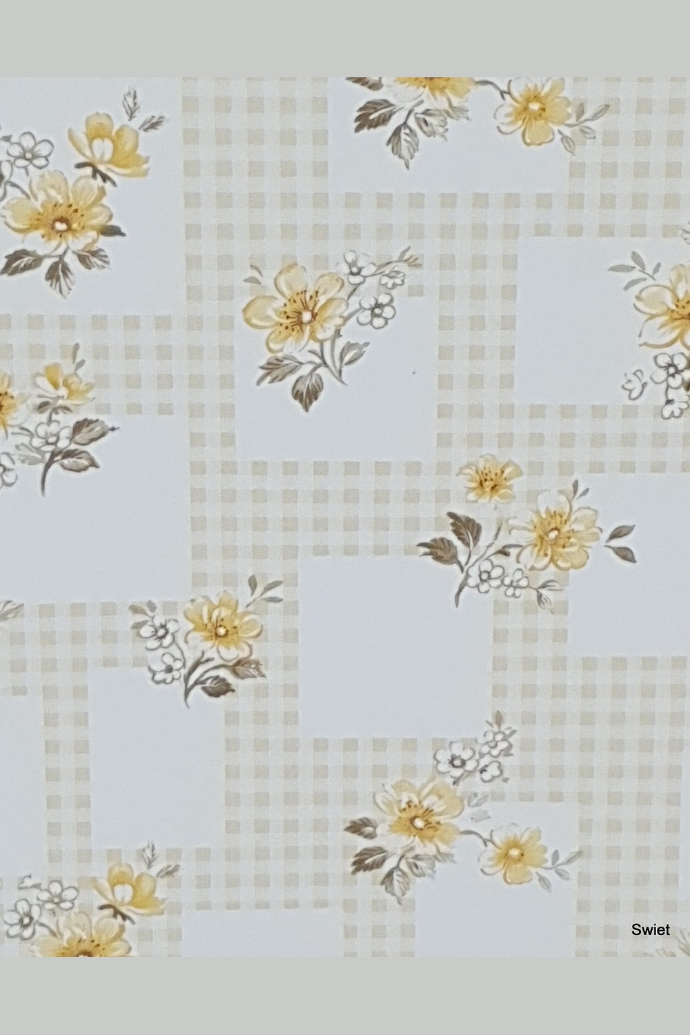Ruitjes met gele bloemen