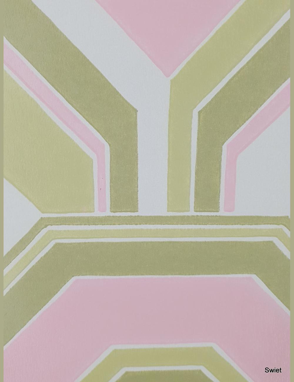 Geometrisch vintage roze-groen