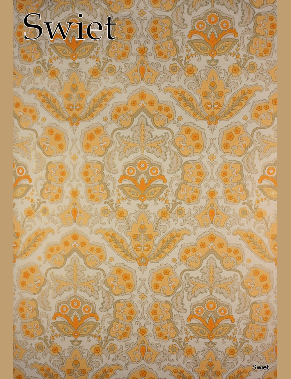Oranje geel barok behang