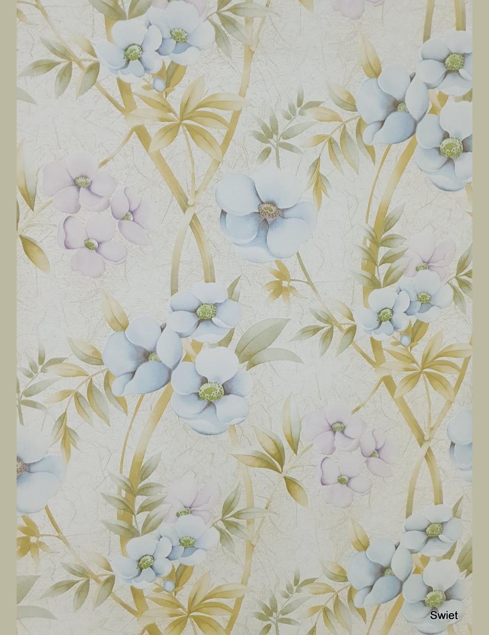 Zachtblauwe bloemenprint
