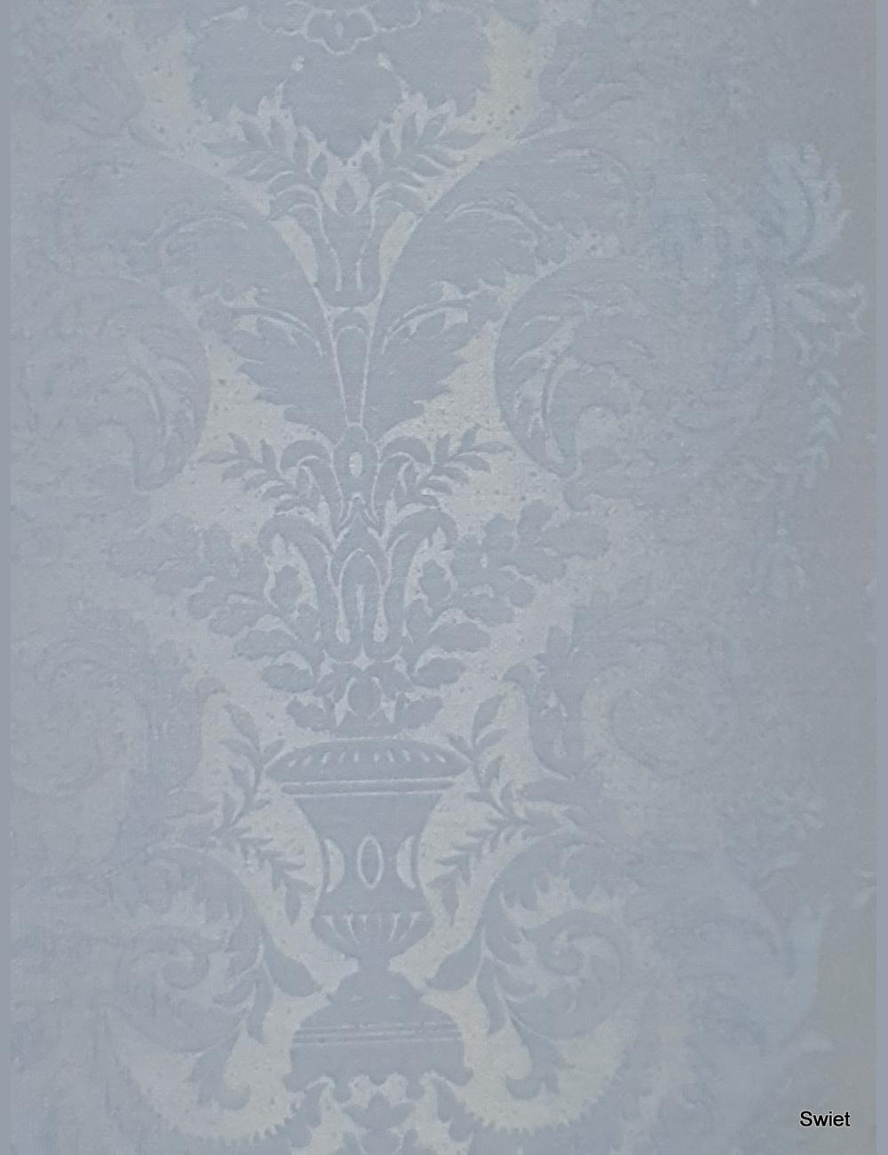 Zilverblauw barok behang