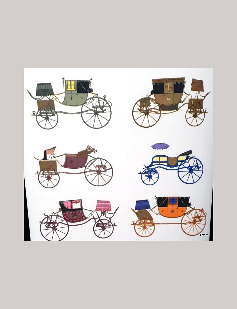 Vintage behang met koetsen