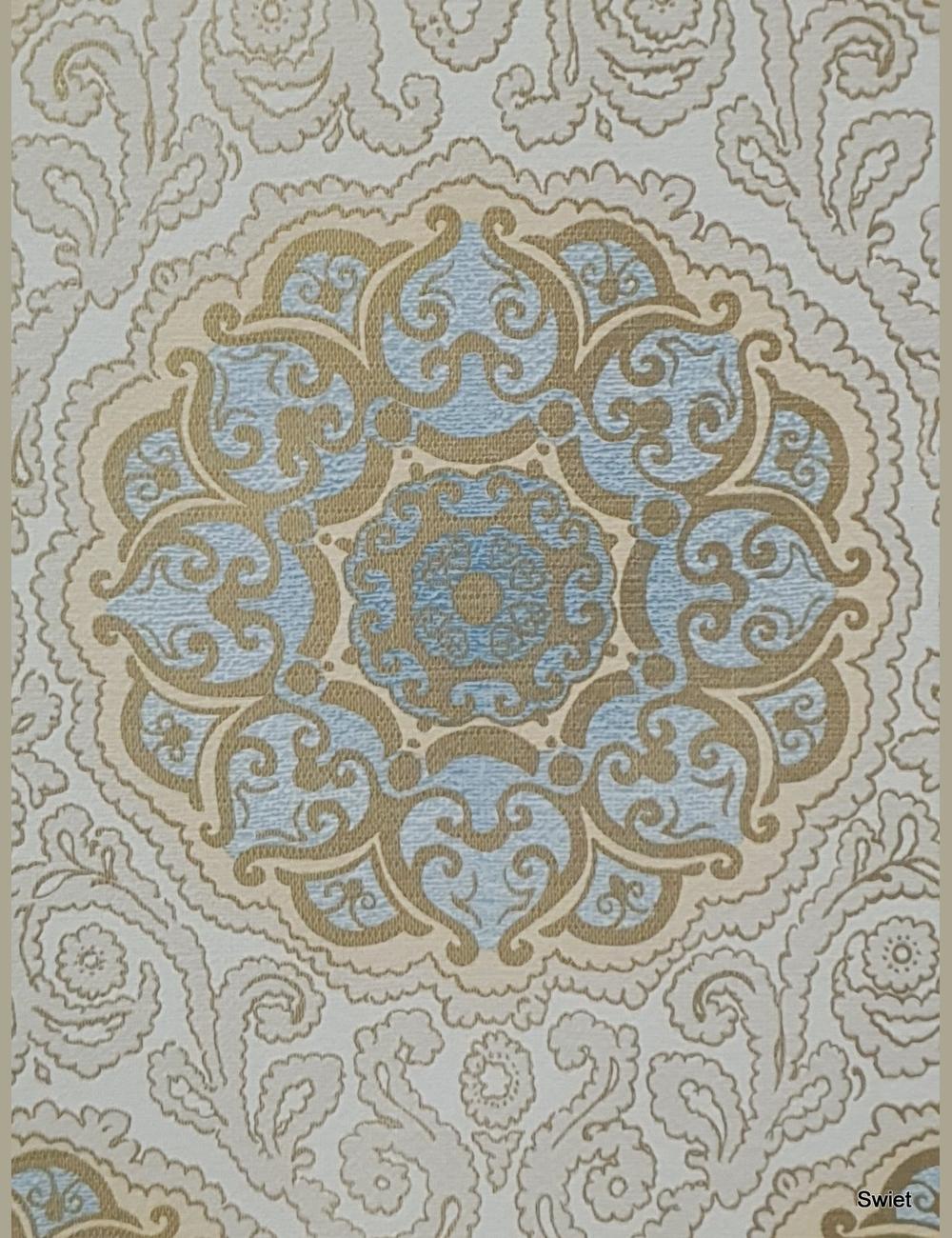 Blauw medaillon patroon