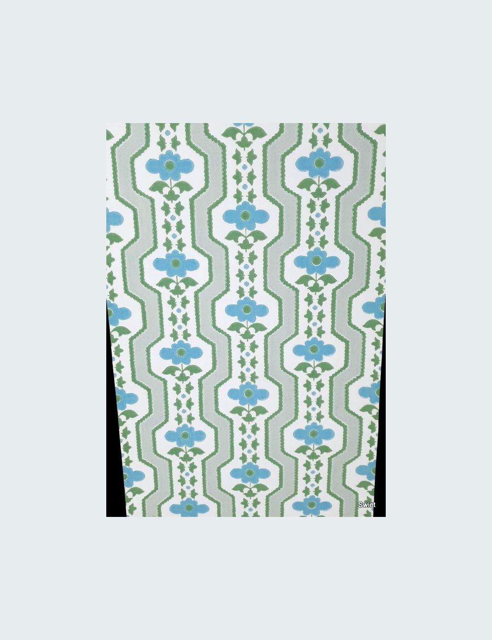 70s Blauw groen bloemenpatroon