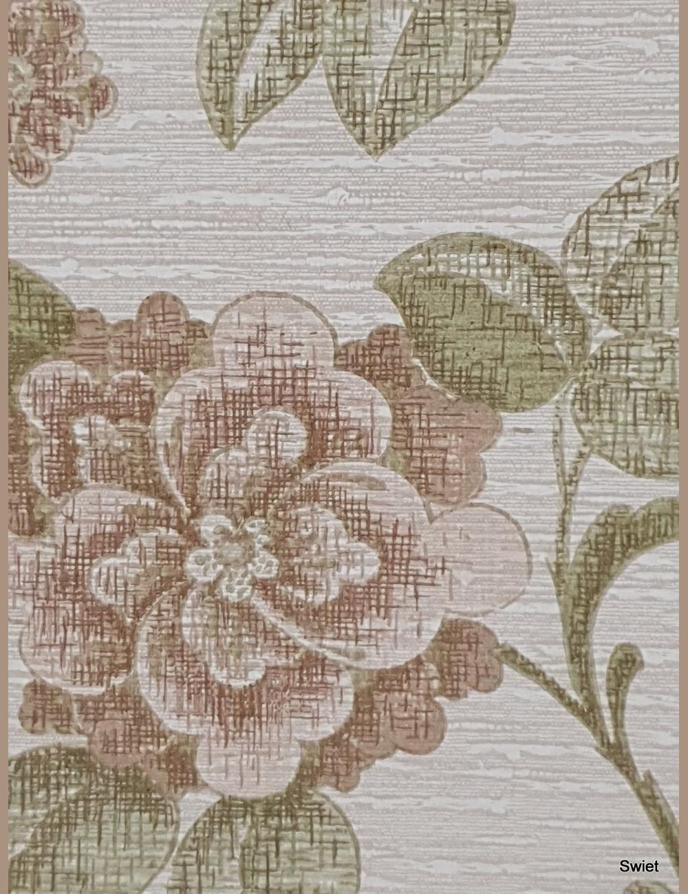 Bloemenprint in oudroze en mosgroen