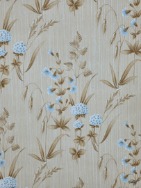 Jute-look bloemen behang