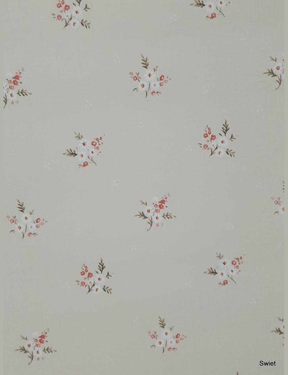 Beige bloemetjesbehang