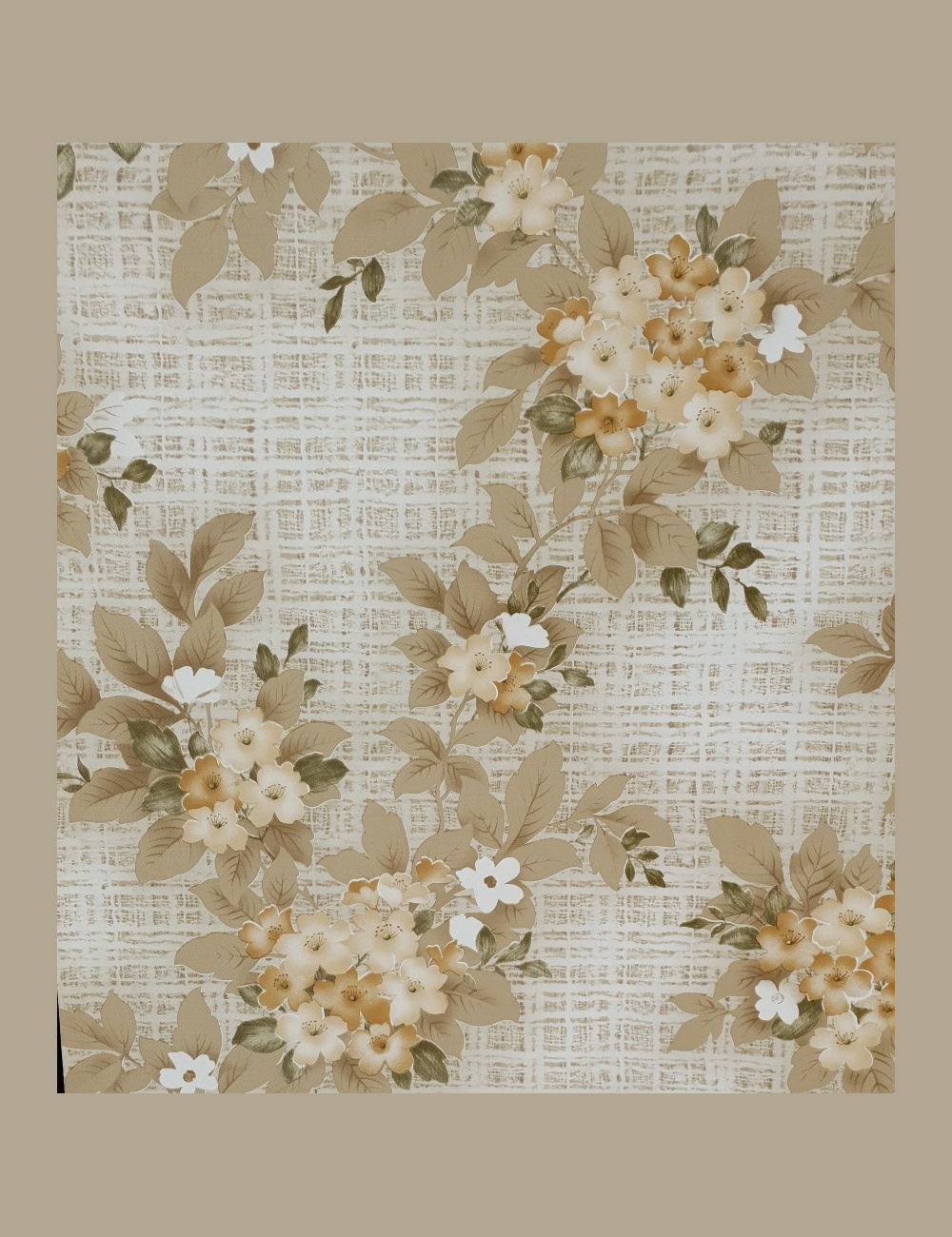 Jutelook behang met bloemen