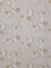 Beige bloem behang