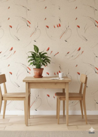 80s penseelstreek behang