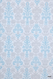 Blauw grijs barok behang