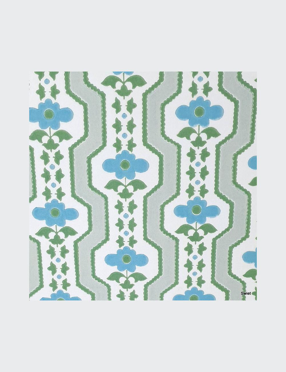 70s Blauw groen bloemenpatroon