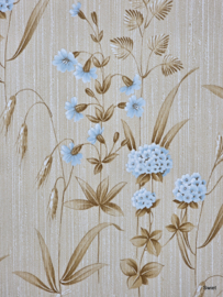 Jute-look bloemen behang