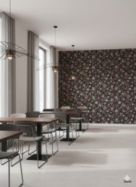 Donker bloemenbehang
