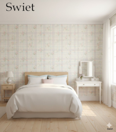 Pastel bloemenbehang