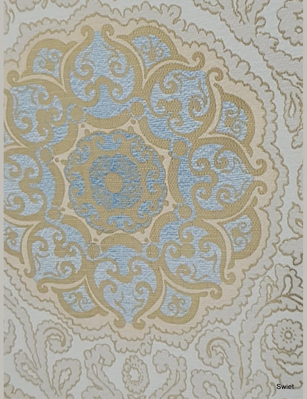Blauw medaillon patroon