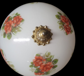 Antieke hanglamp met glas en koper
