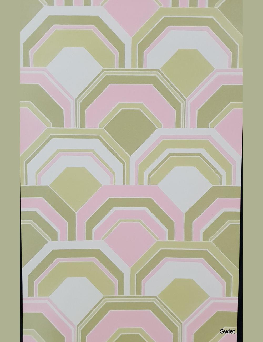 Geometrisch vintage roze-groen