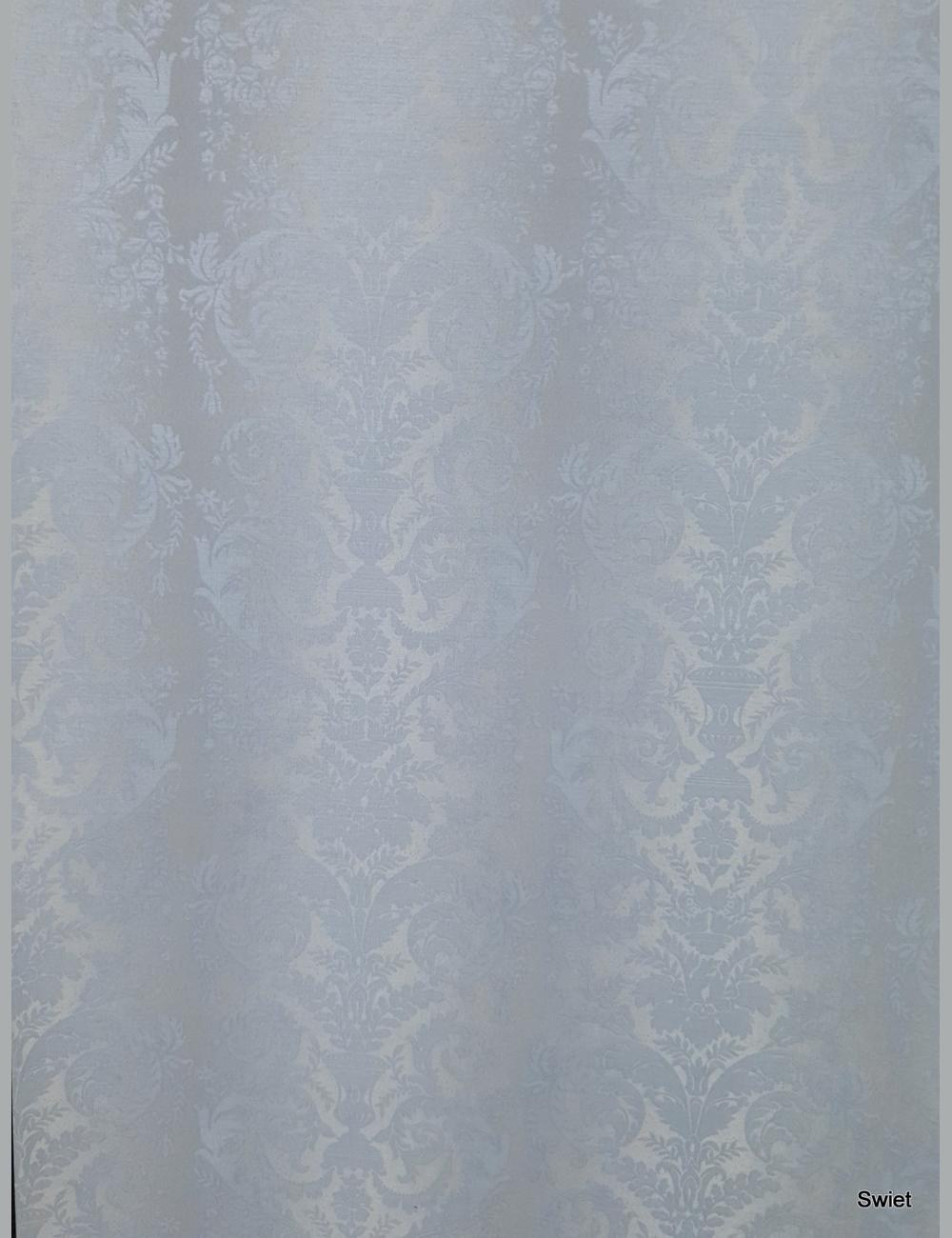 Zilverblauw barok behang
