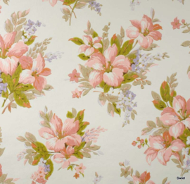 Vintage roze bloemenbehang