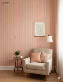 Roze streepjes behang