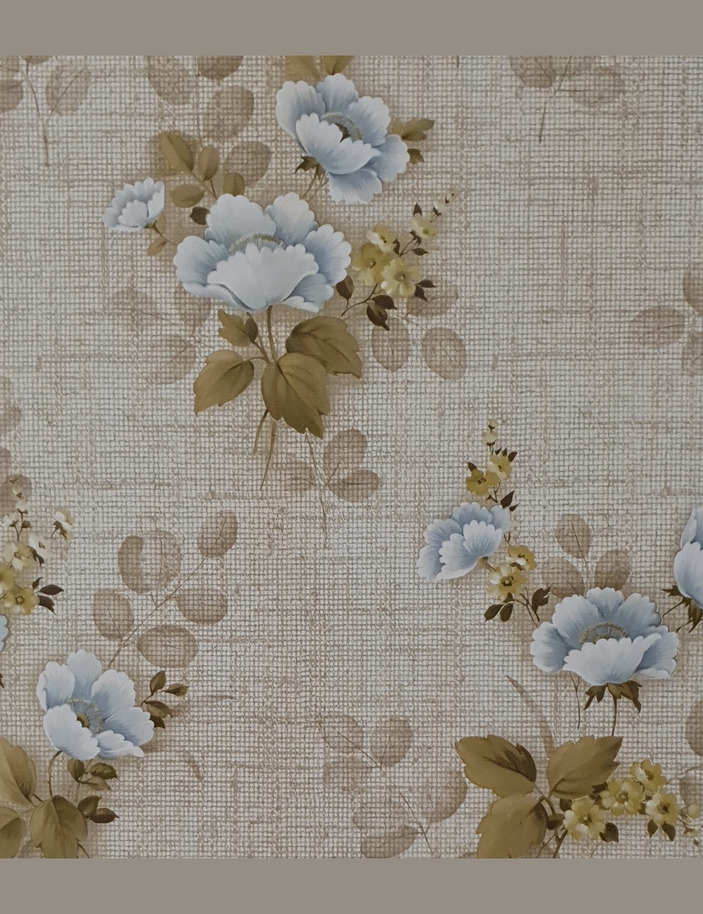 Jutelook behang met bloemen