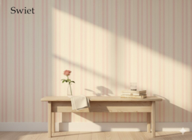 Zacht roze streep behang