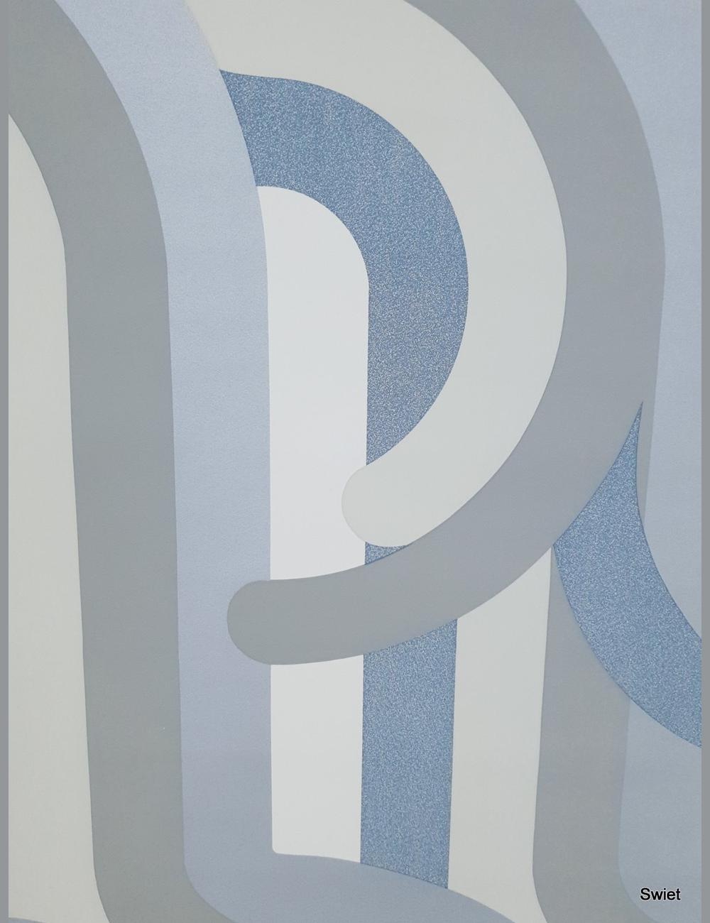 Blauwgrijs lijnenspel 70s
