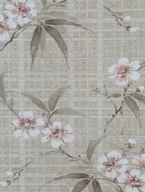 Jutelook bloemenbehang