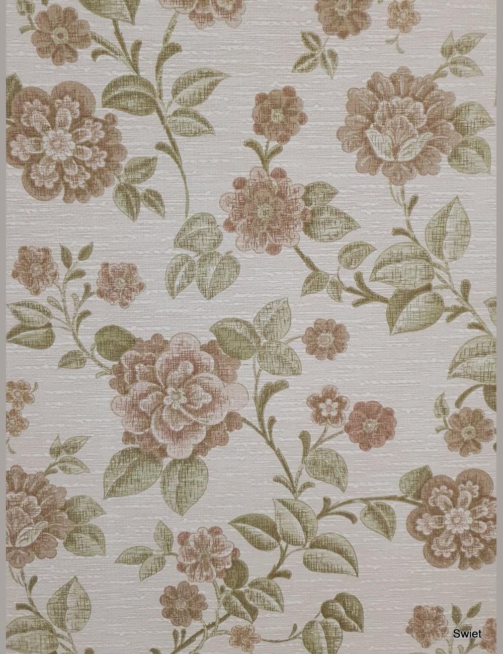 Bloemenprint in oudroze en mosgroen
