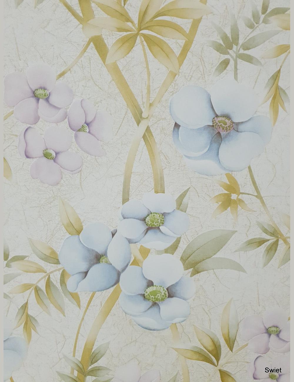 Zachtblauwe bloemenprint