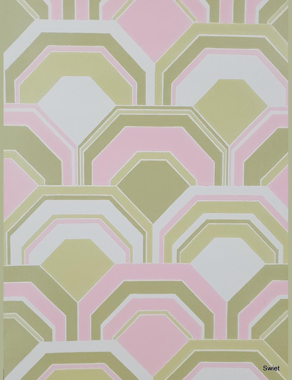 Geometrisch vintage roze-groen
