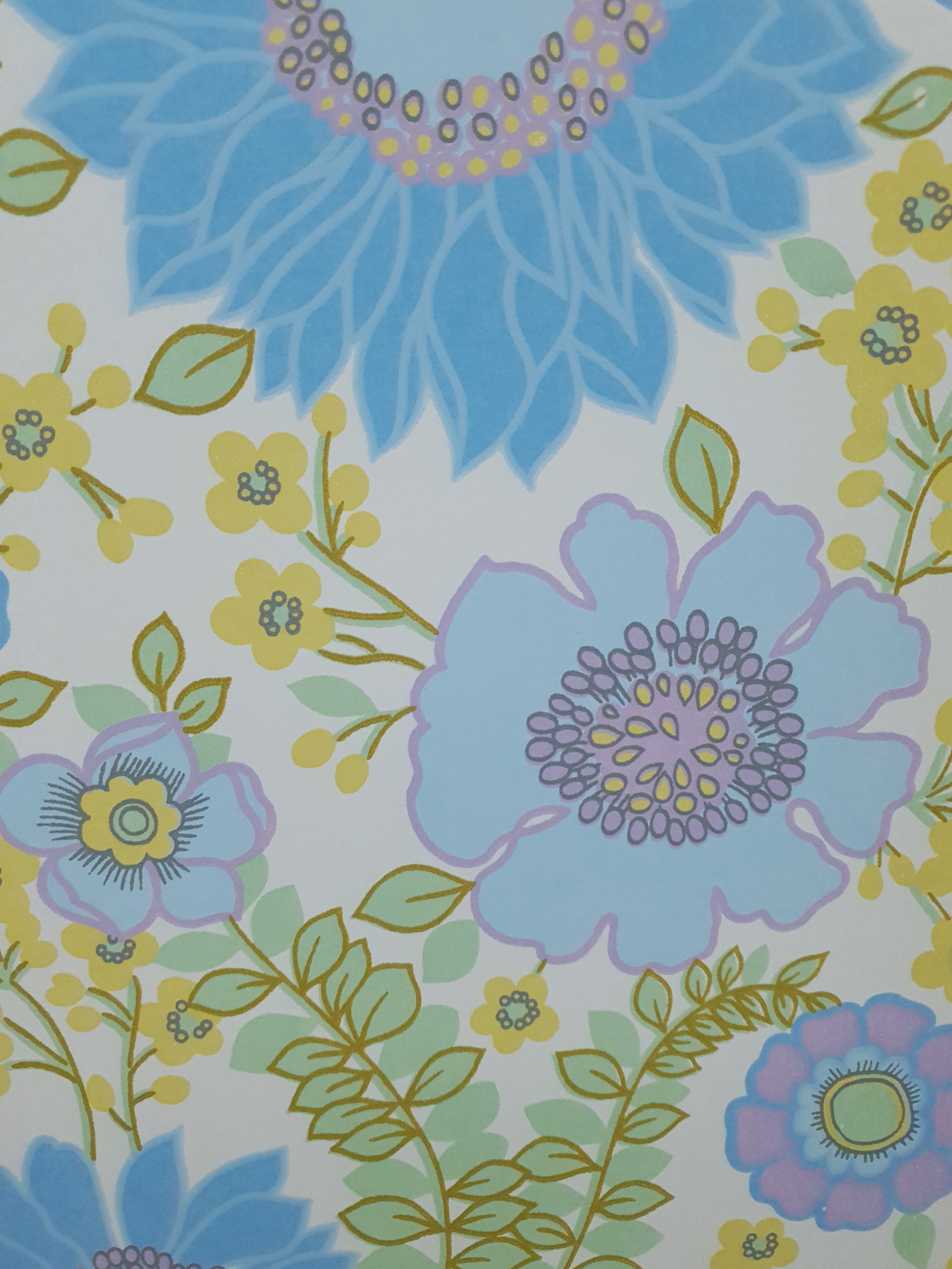 Blauwgele bloemenprint