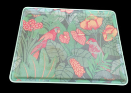 Vintage dienblad met papegaaien