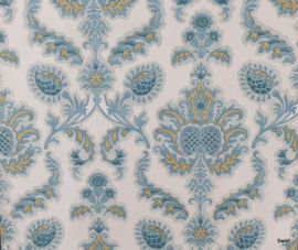 Barok blauw structuur behang